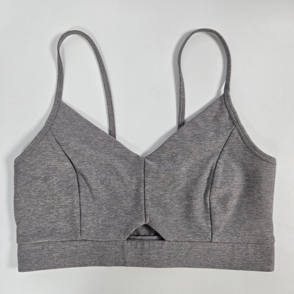 Varley Sports Bra Womens Small Gray Heather Cutout V-Neck Activewear Yoga‎ Gym
